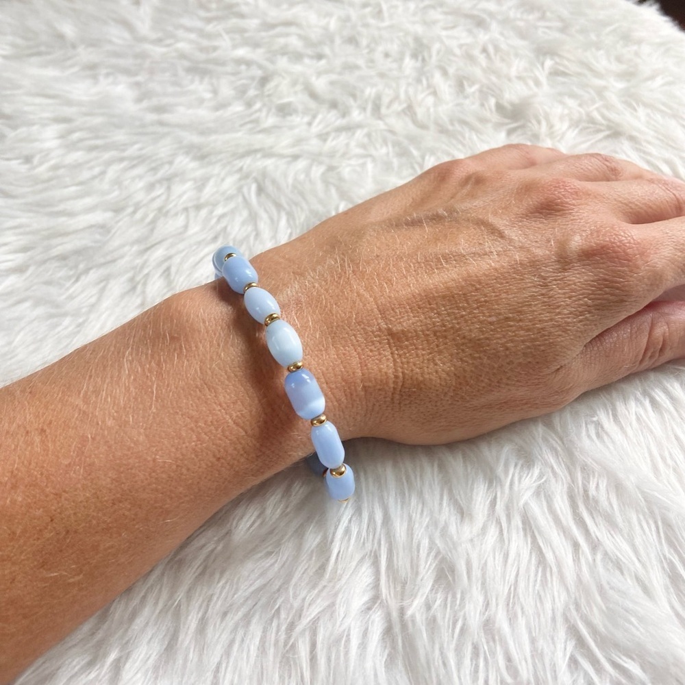 Sky Blue Czech Glass Bead Bracelet